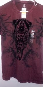 Mens Maroon Graphic Table Tshirt